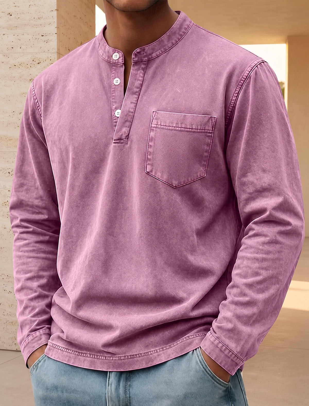 André - camiseta manga larga Henley