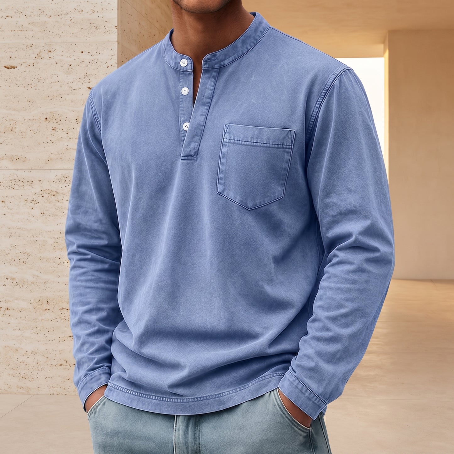 André - camiseta manga larga Henley