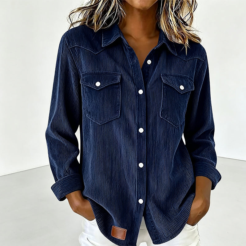 Marta - Camisa de punto acanalado de mujer con botones y corte relajado.