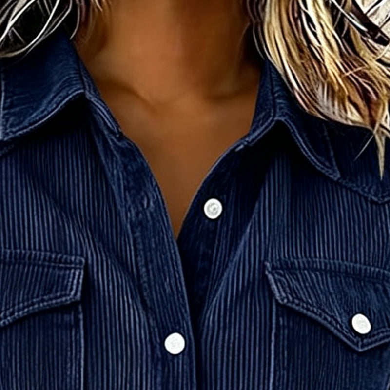 Marta - Camisa de punto acanalado de mujer con botones y corte relajado.