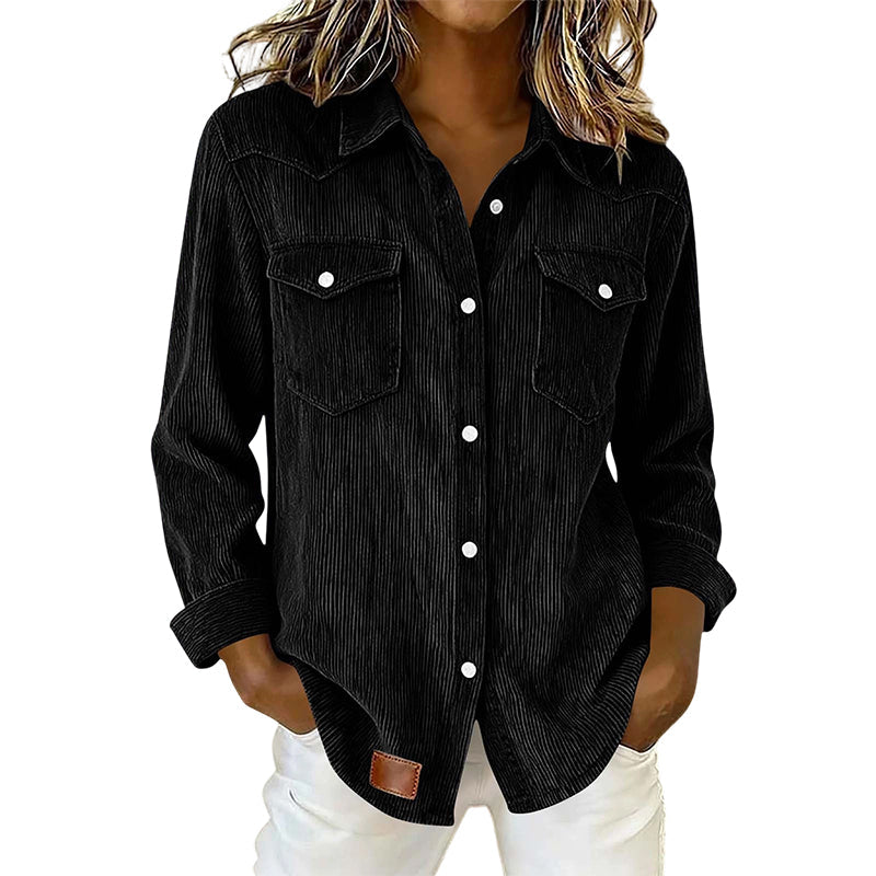Marta - Camisa de punto acanalado de mujer con botones y corte relajado.