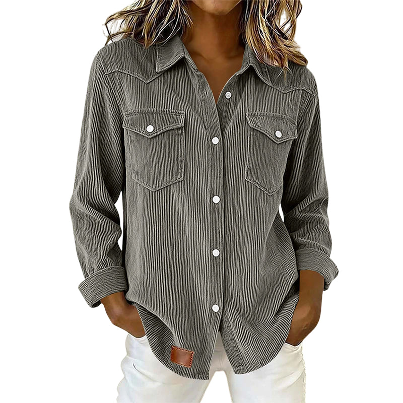 Marta - Camisa de punto acanalado de mujer con botones y corte relajado.