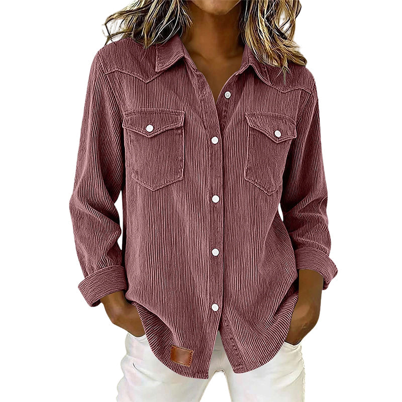Marta - Camisa de punto acanalado de mujer con botones y corte relajado.