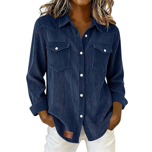 Marta - Camisa de punto acanalado de mujer con botones y corte relajado.