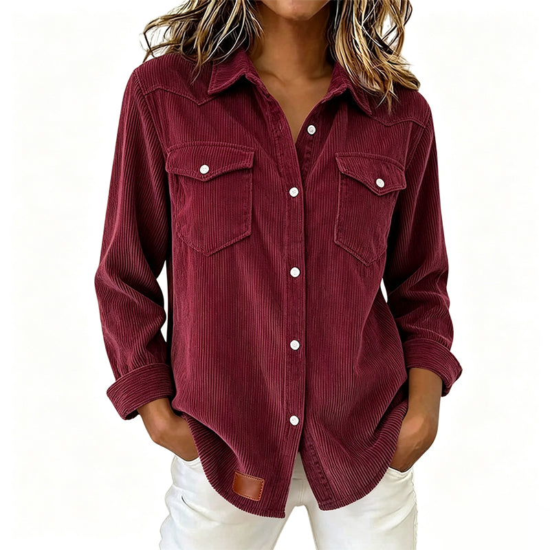 Marta - Camisa de punto acanalado de mujer con botones y corte relajado.