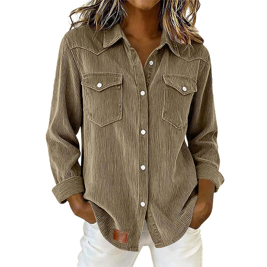 Marta - Camisa de punto acanalado de mujer con botones y corte relajado.