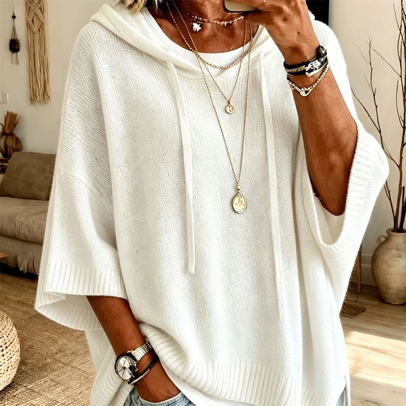 Ona - Jersey de punto para mujer con capucha y cordón ajustable