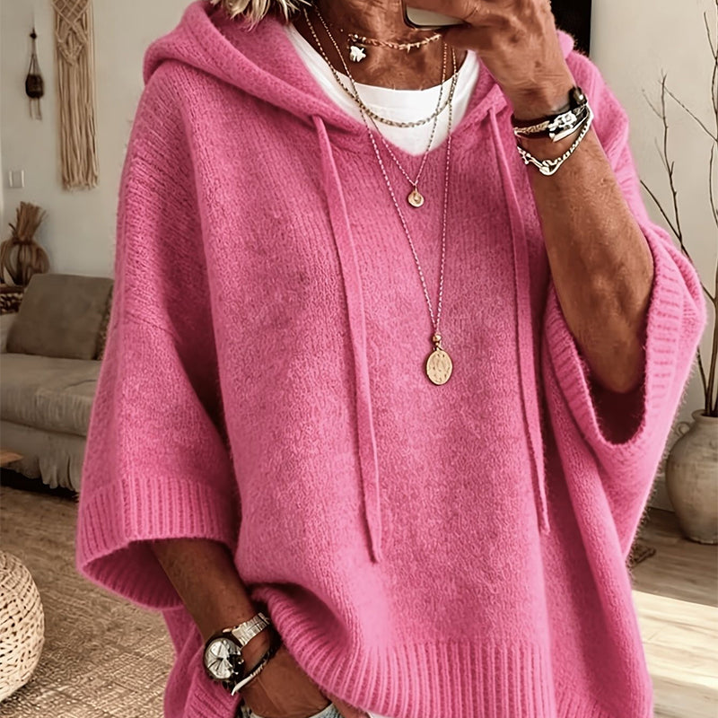 Ona - Jersey de punto para mujer con capucha y cordón ajustable