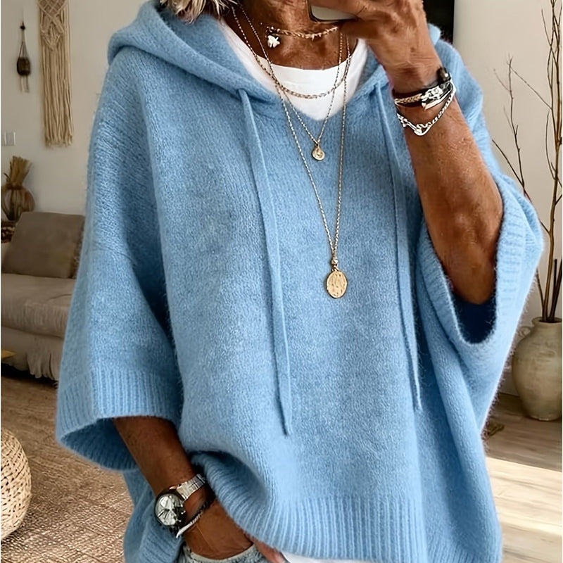 Ona - Jersey de punto para mujer con capucha y cordón ajustable