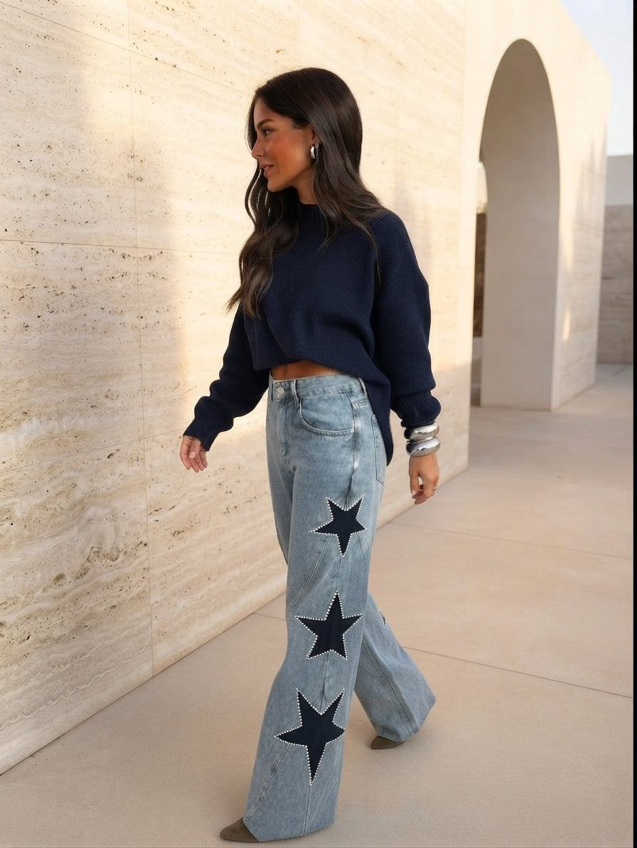 Stella - pantalón denim con estrellas