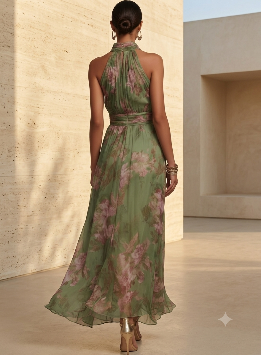 Celeste - vestido cuello halter